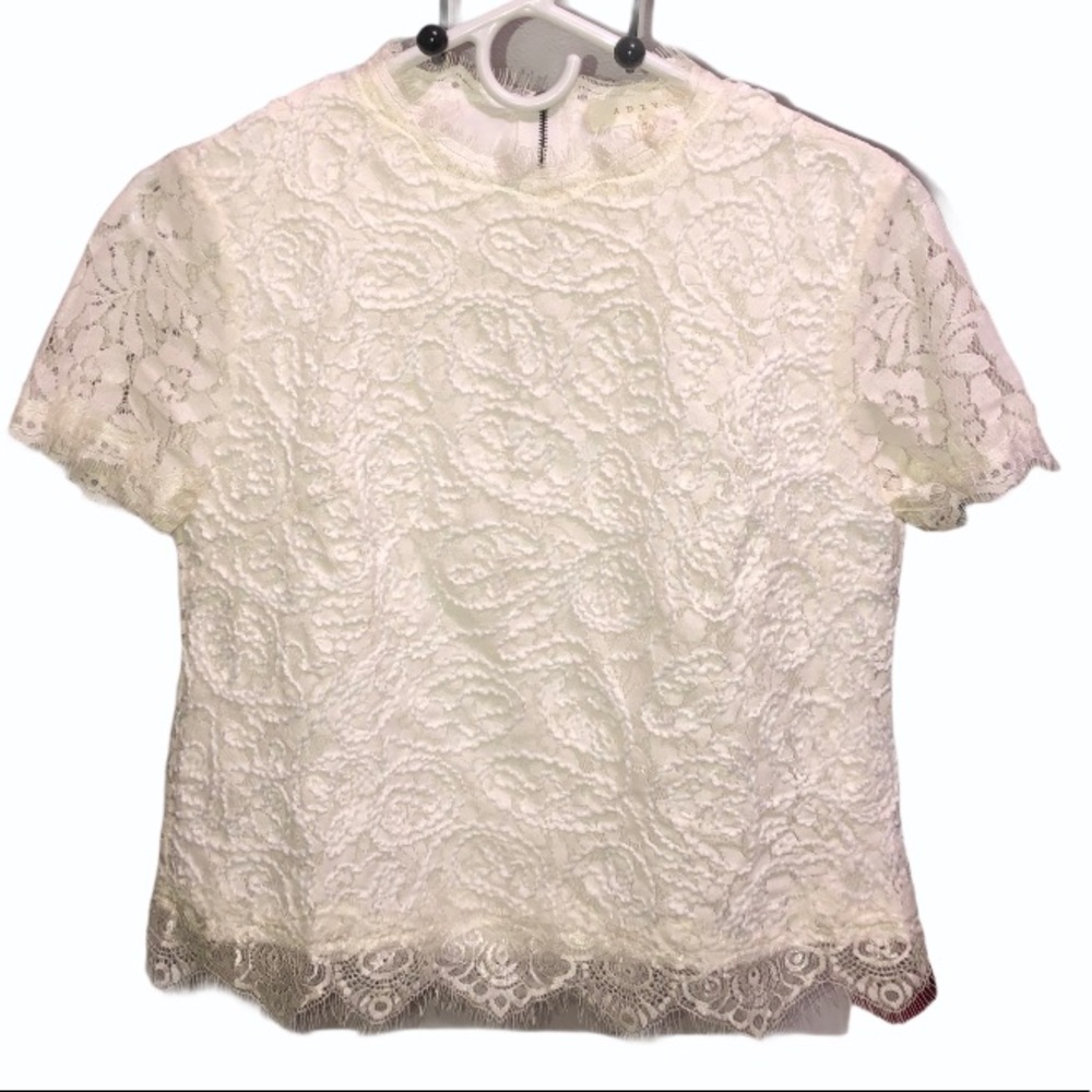 Adiva Dressy Boxy White Lace Blouse